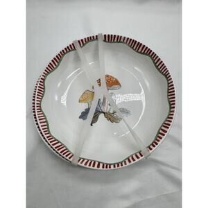 2 BLUEBIRD AND WILLOW CO. UK Porcelain Mushroom 8.5 Dinner Pasta Serving Bowls